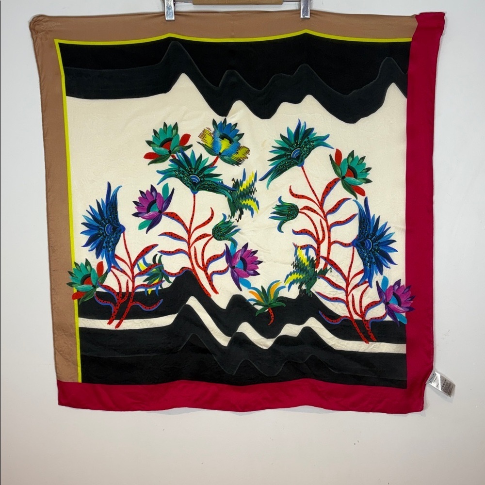 Jigsaw 100% Silk 34”x34” Botanical Floral Square Scarf Multicolor